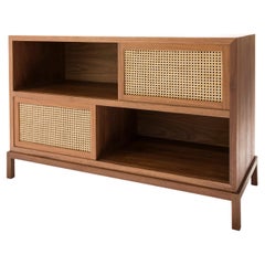 Media Cabinet in Solid Walnut with Sliding Cane Doors by Boyd & Allister