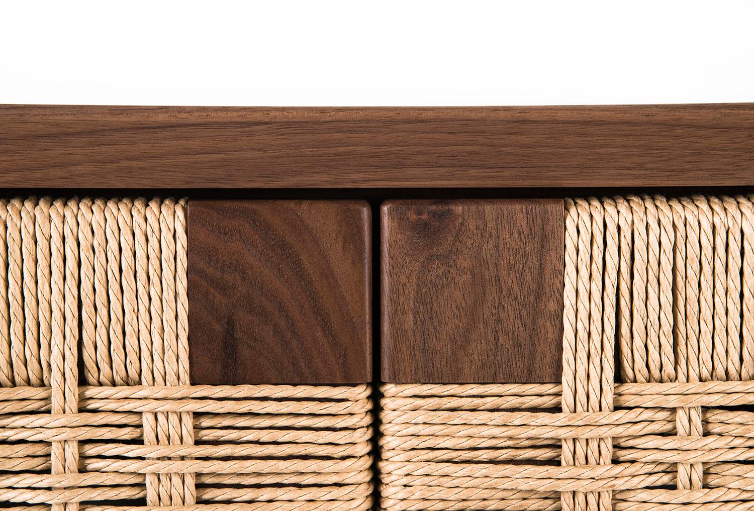 American Media Credenza, Cabinet, Storage, Midcentury, Danish Weave, Custom, Wood, Shelf For Sale