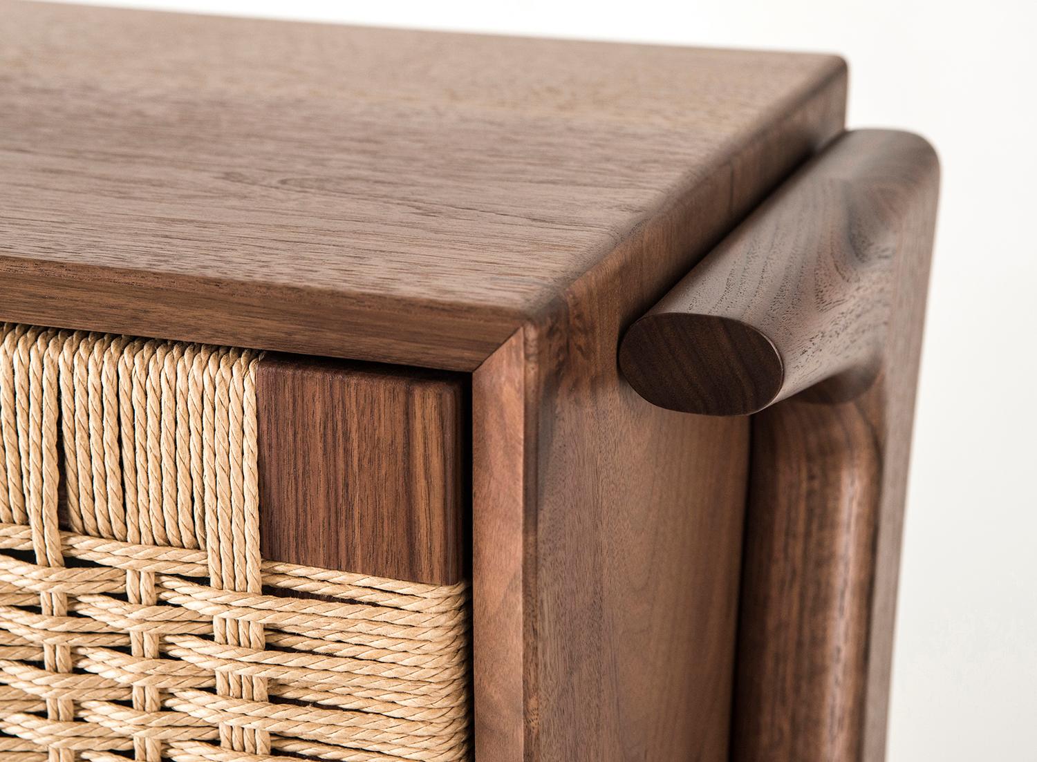 Media Credenza, Cabinet, Storage, Midcentury, Danish Weave, Custom, Wood, Shelf In New Condition For Sale In Issaquah, WA