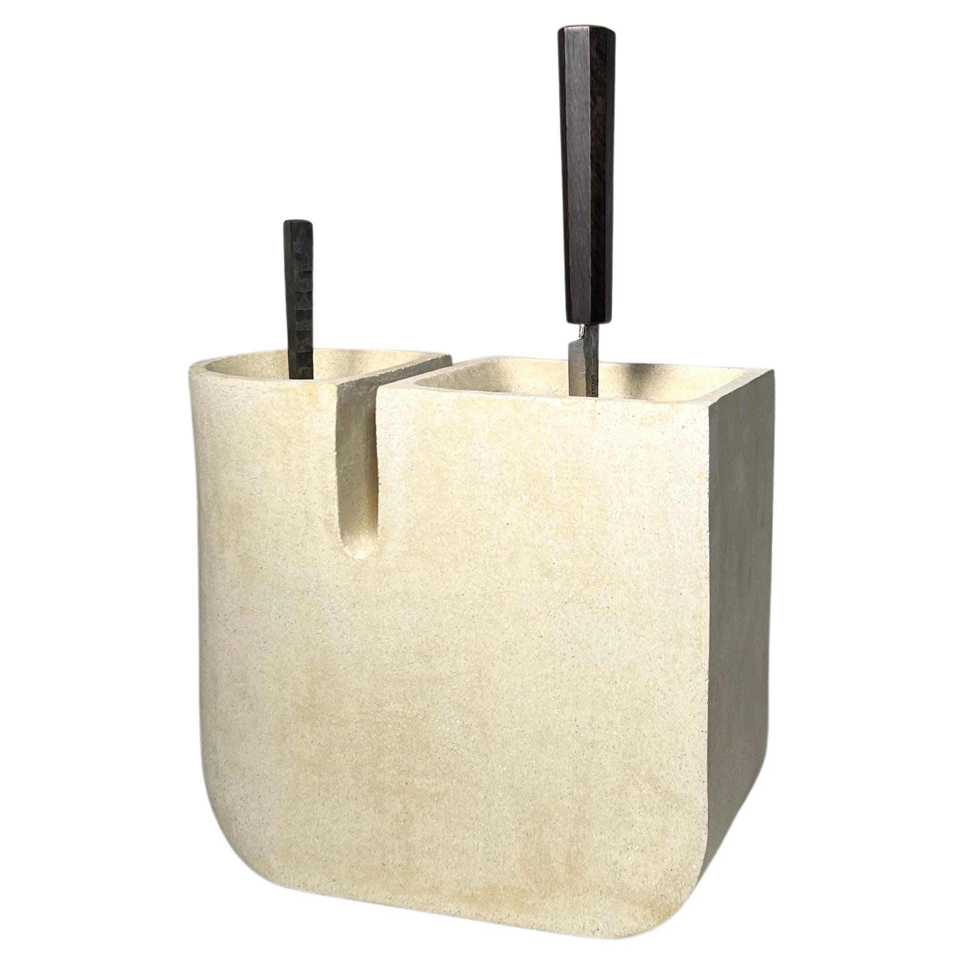 Media Knife Block in Ceramic with Glaze Options Available by Piscina For Sale