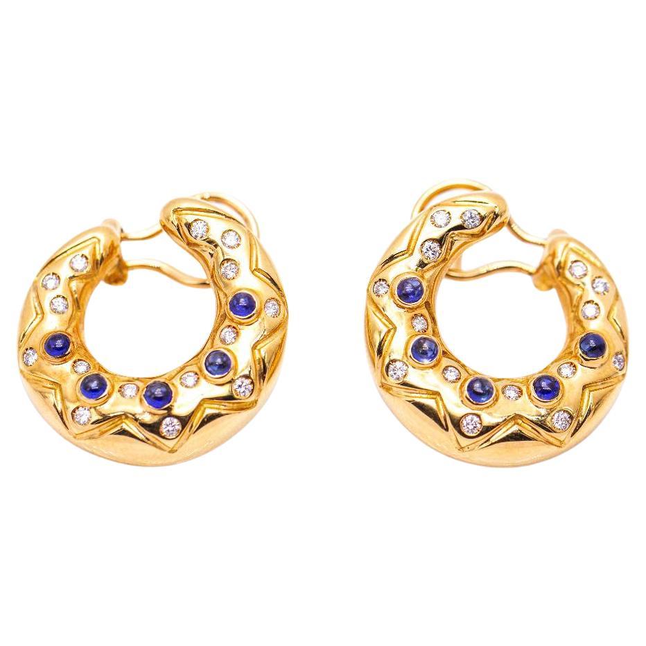 MEDIALUNA earrings in gold and diamonds. For Sale