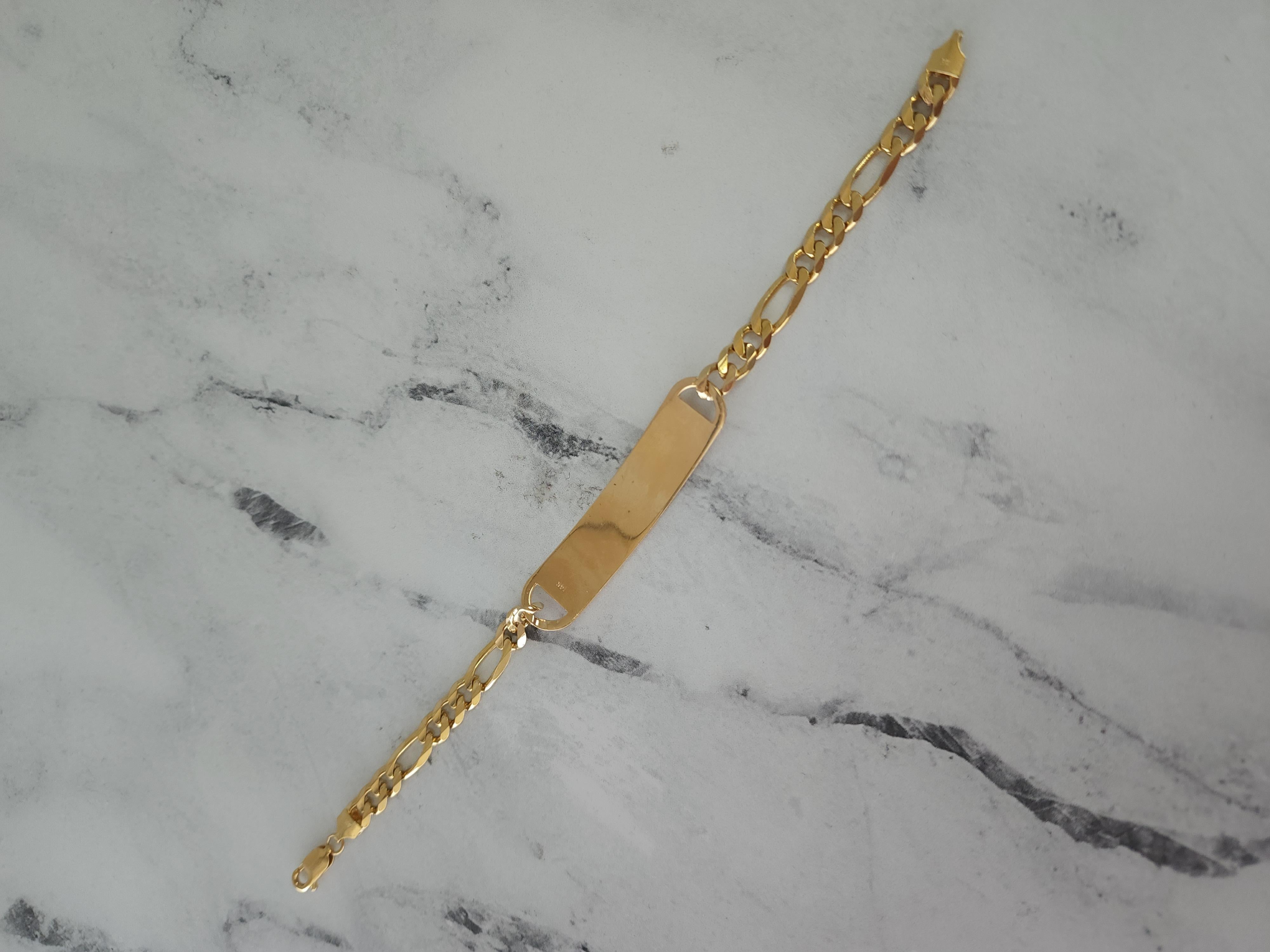 Medical Alert Figaro Chain Bracelet 14k Yellow Gold In New Condition For Sale In Sugar Land, TX