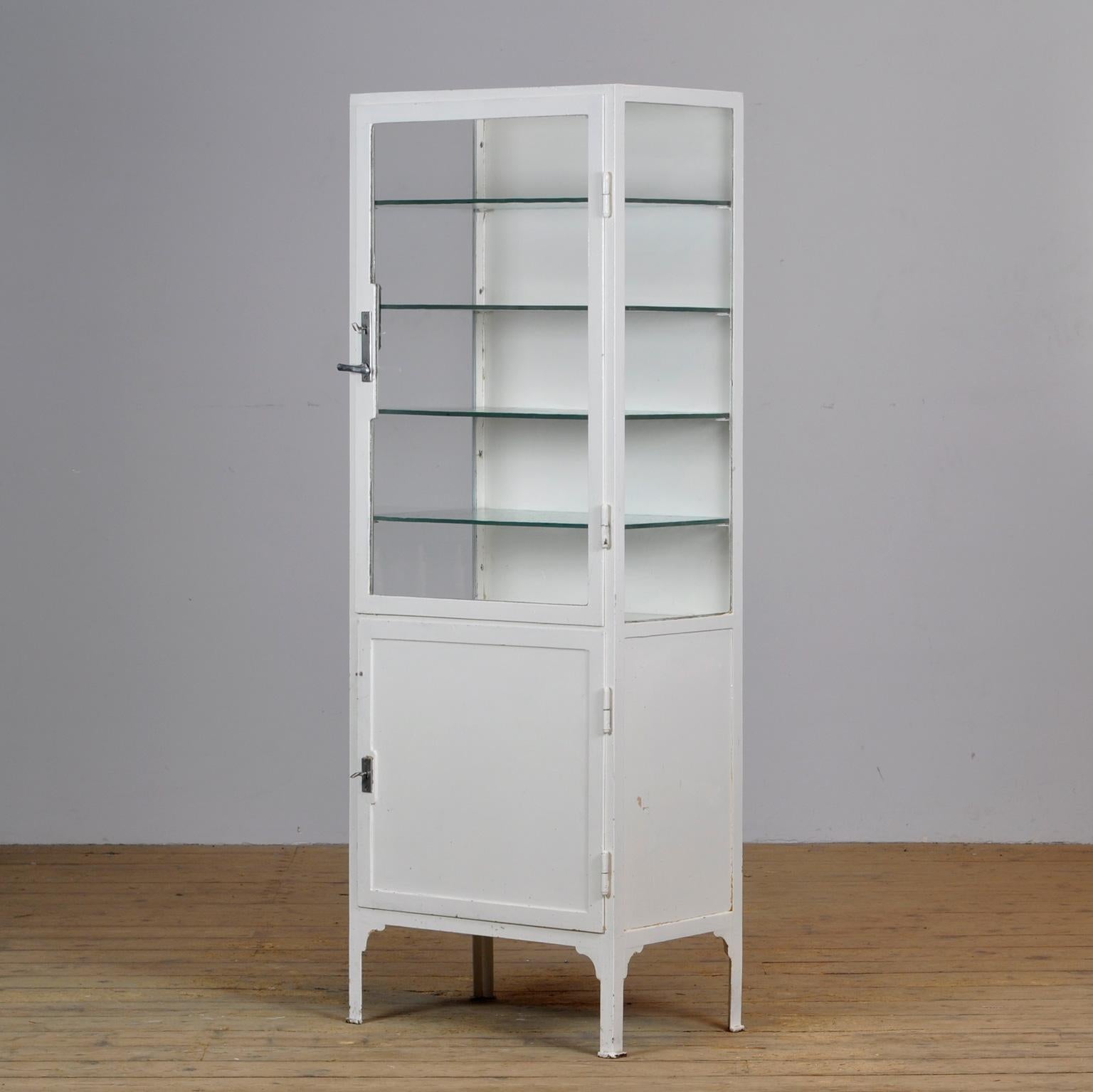 Hungarian Medical Iron and Glass Cabinet, 1930s
