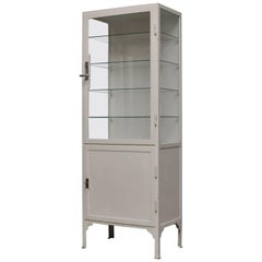 Medical Iron and Glass Cabinet, 1940s