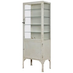 Medical Iron and Glass Cabinet, 1940s
