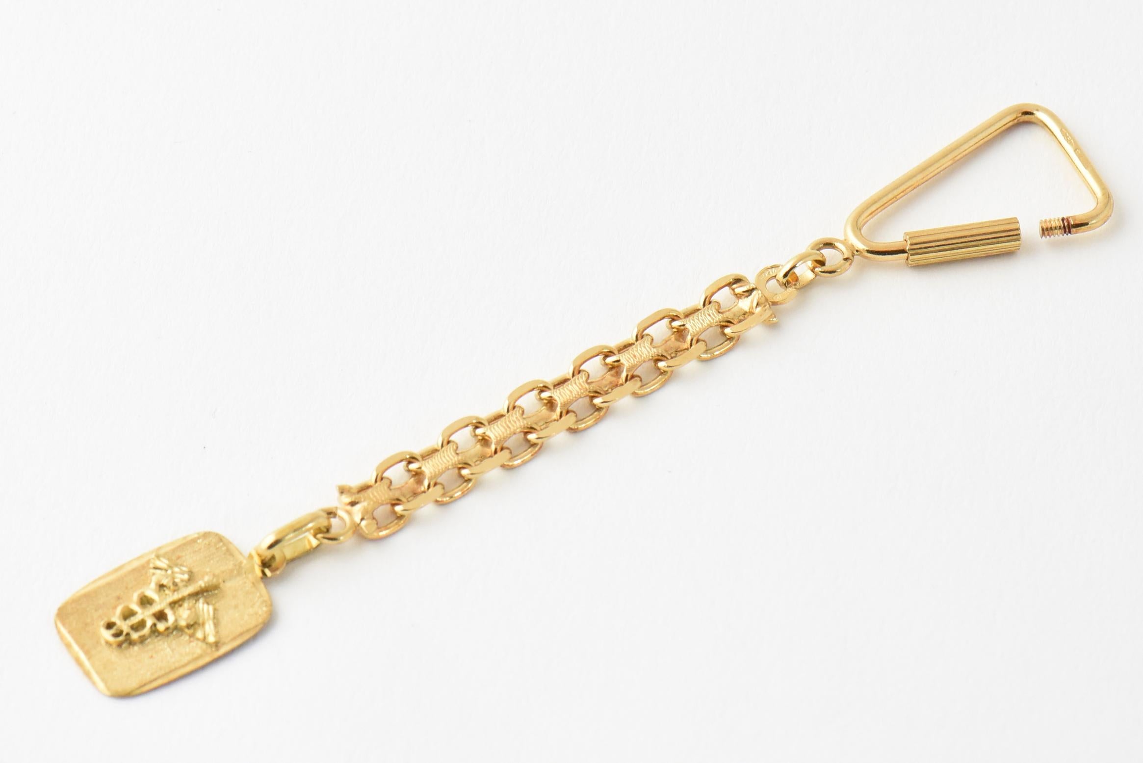 Women's or Men's Medical Key Chain Holder 18 Karat Yellow Gold