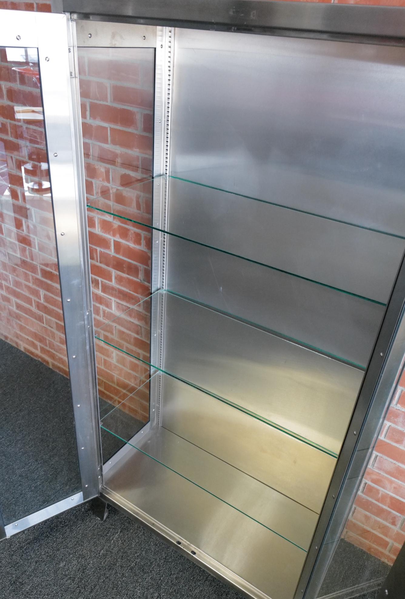 Mid-20th Century Medical Stainless Steel and Glass Cabinet For Sale