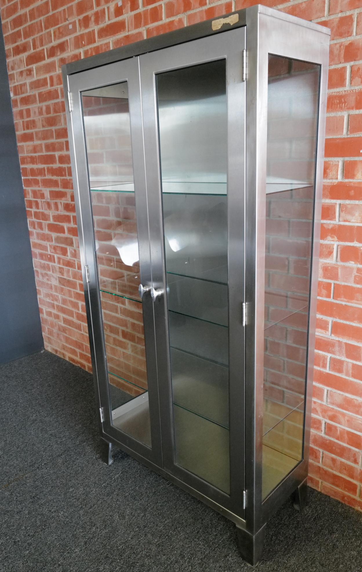 Medical Stainless Steel and Glass Cabinet For Sale 2