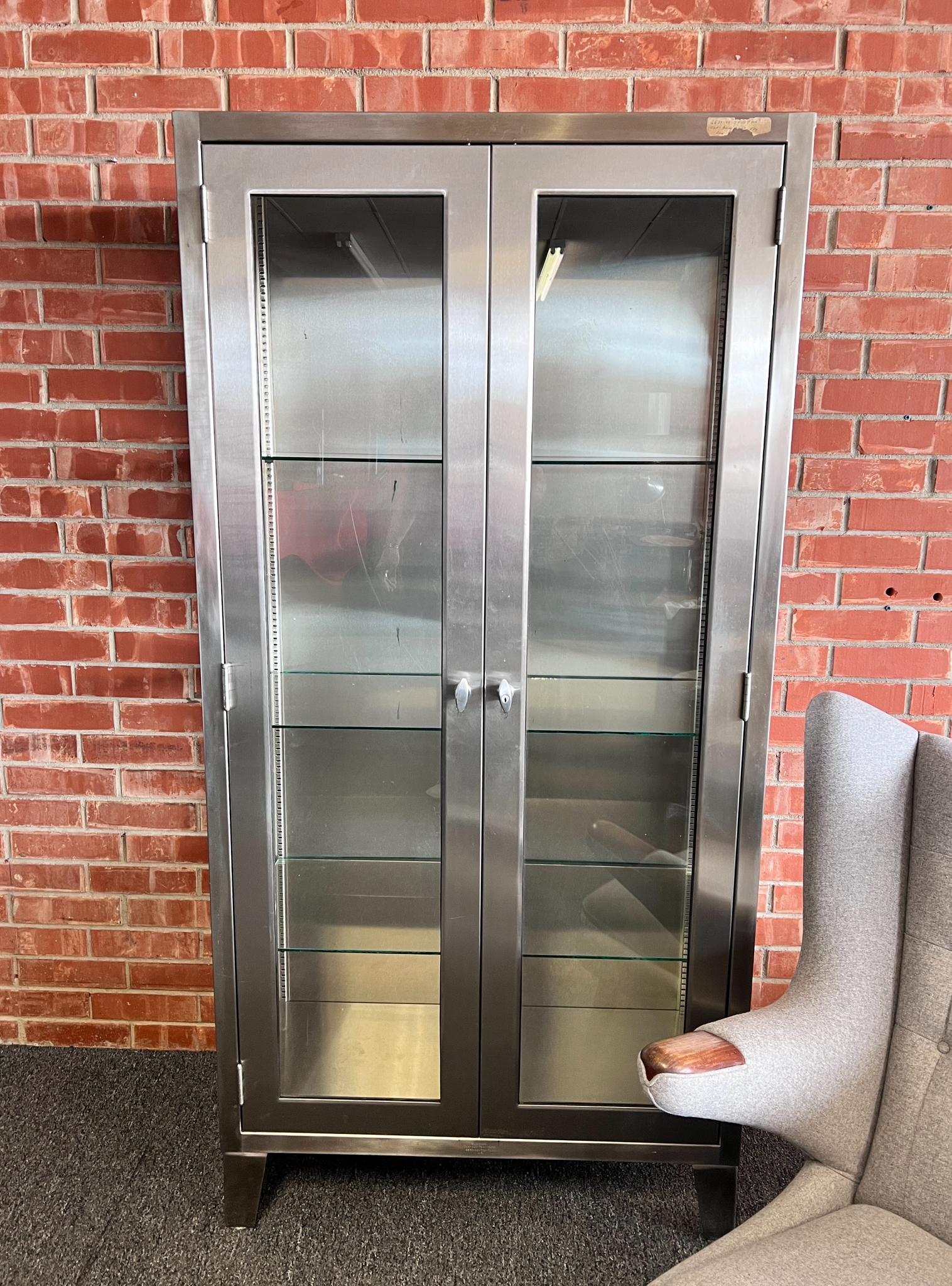Medical Stainless Steel and Glass Cabinet For Sale 3