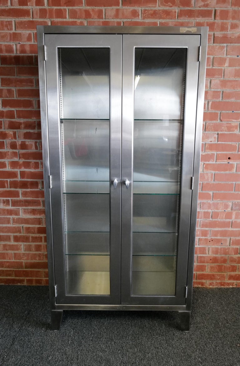 Medical Stainless Steel and Glass Cabinet For Sale at 1stDibs