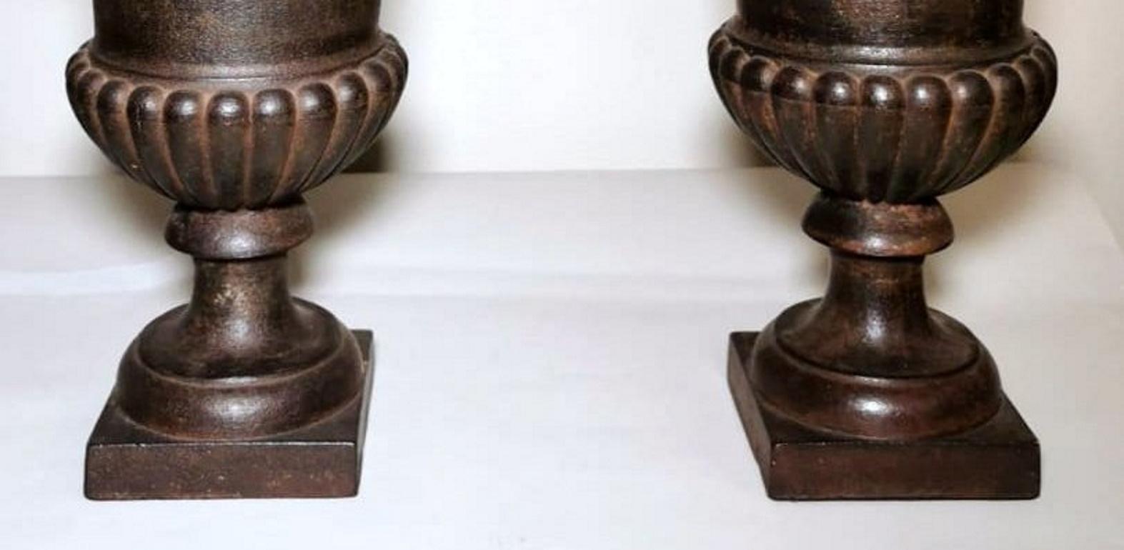 20th Century Medicean Style Pair French Cast Iron Vases