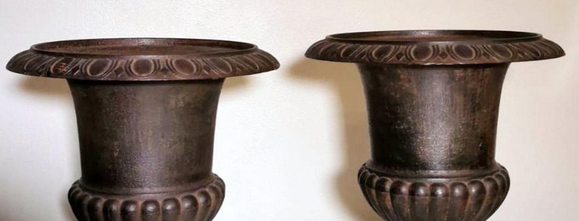 Medicean Style Pair French Cast Iron Vases 1