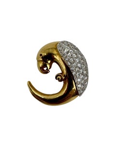 18K Yellow Gold Diamond Parrot Brooch by Medici