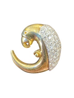 Broche/pendentif Médicis perroquet en or jaune 18 carats et diamants
