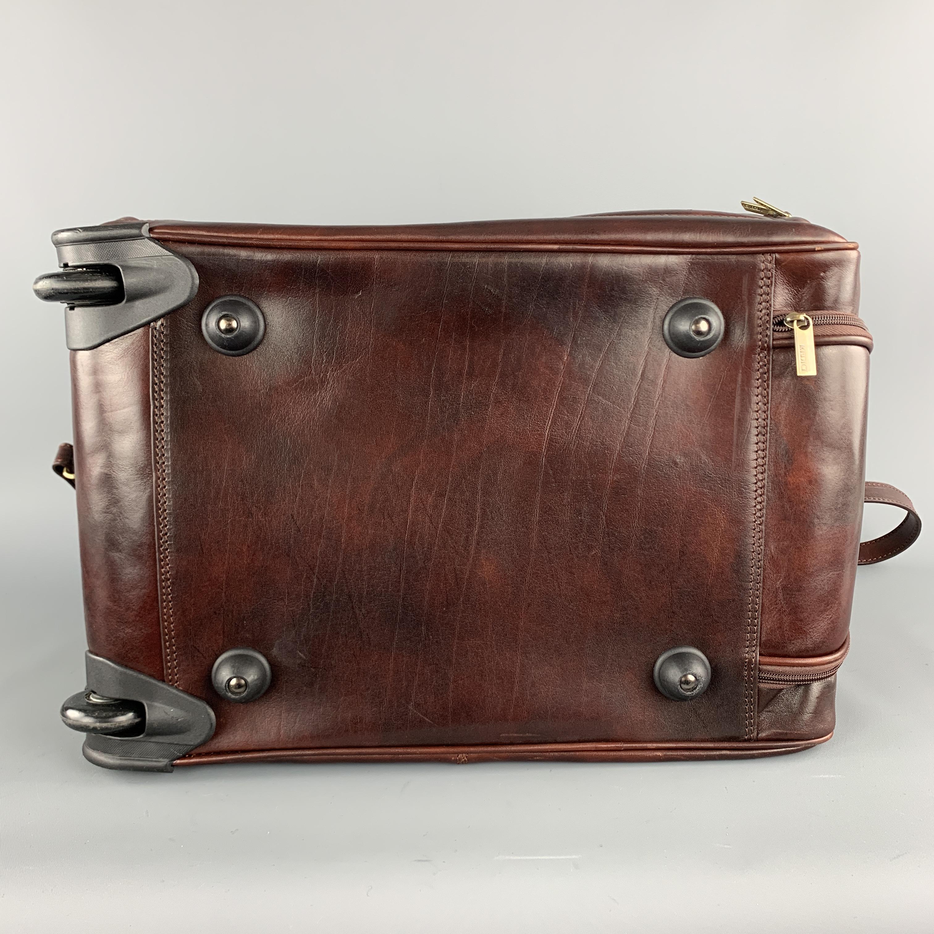 MEDICI FIRENZE Brown Leather Top Handle Shoulder Strap Duffle Bag 2
