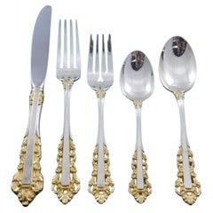 Medici Golden Accent by Gorham Sterling Silver Flatware Set 12 Service 66 Pieces