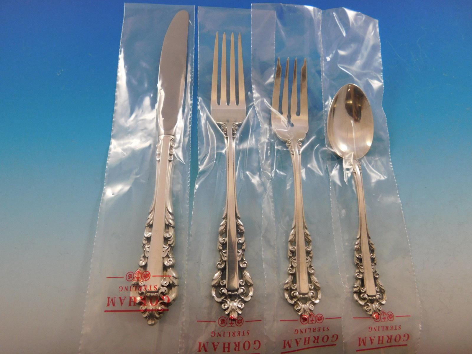Medici New by Gorham Sterling Silver Flatware Service for 12 Set 60 Pcs Unused In Excellent Condition In Big Bend, WI