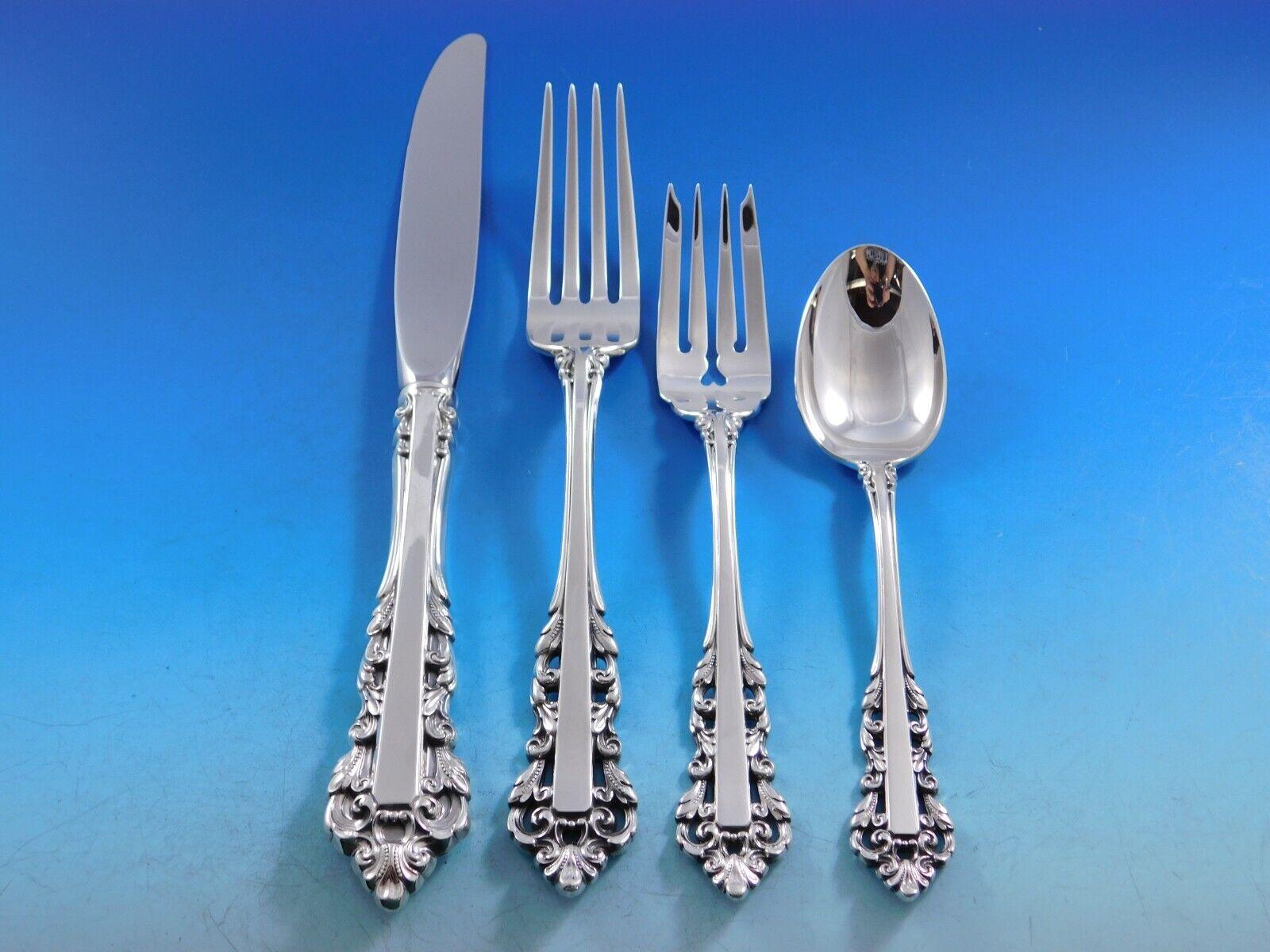 Medici New by Gorham Sterling Silver Flatware Set Service 72 Pieces Dinner Size In Excellent Condition For Sale In Big Bend, WI