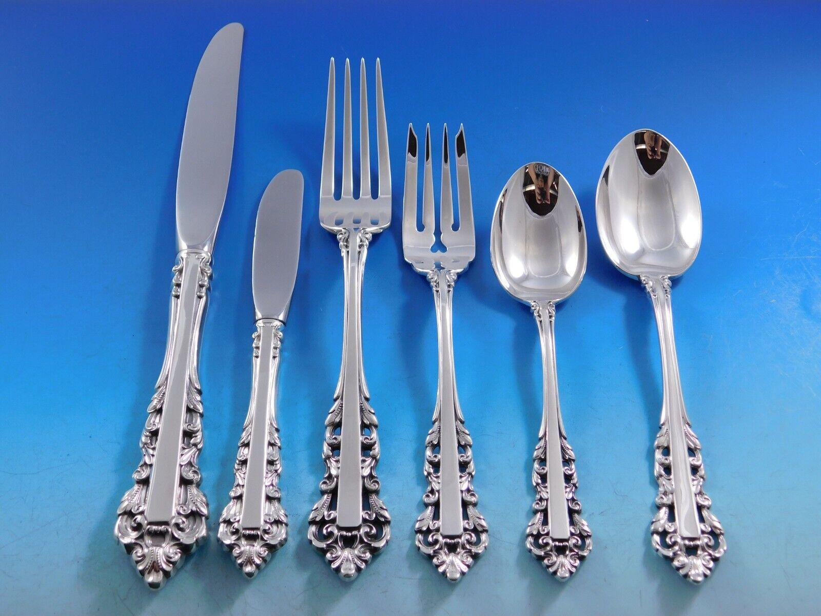 Medici New by Gorham Sterling Silver Flatware Set Service 72 Pieces Dinner Size For Sale 3