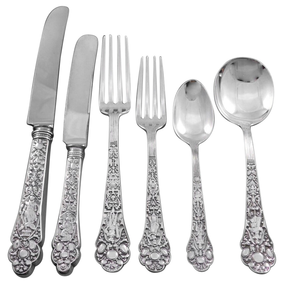 Set di posate Medici Old by Gorham in argento sterling per 12 persone 75 pezzi