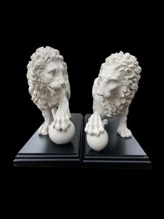 Medici & Vacca Lions - 20th Century Marble Sculptures
