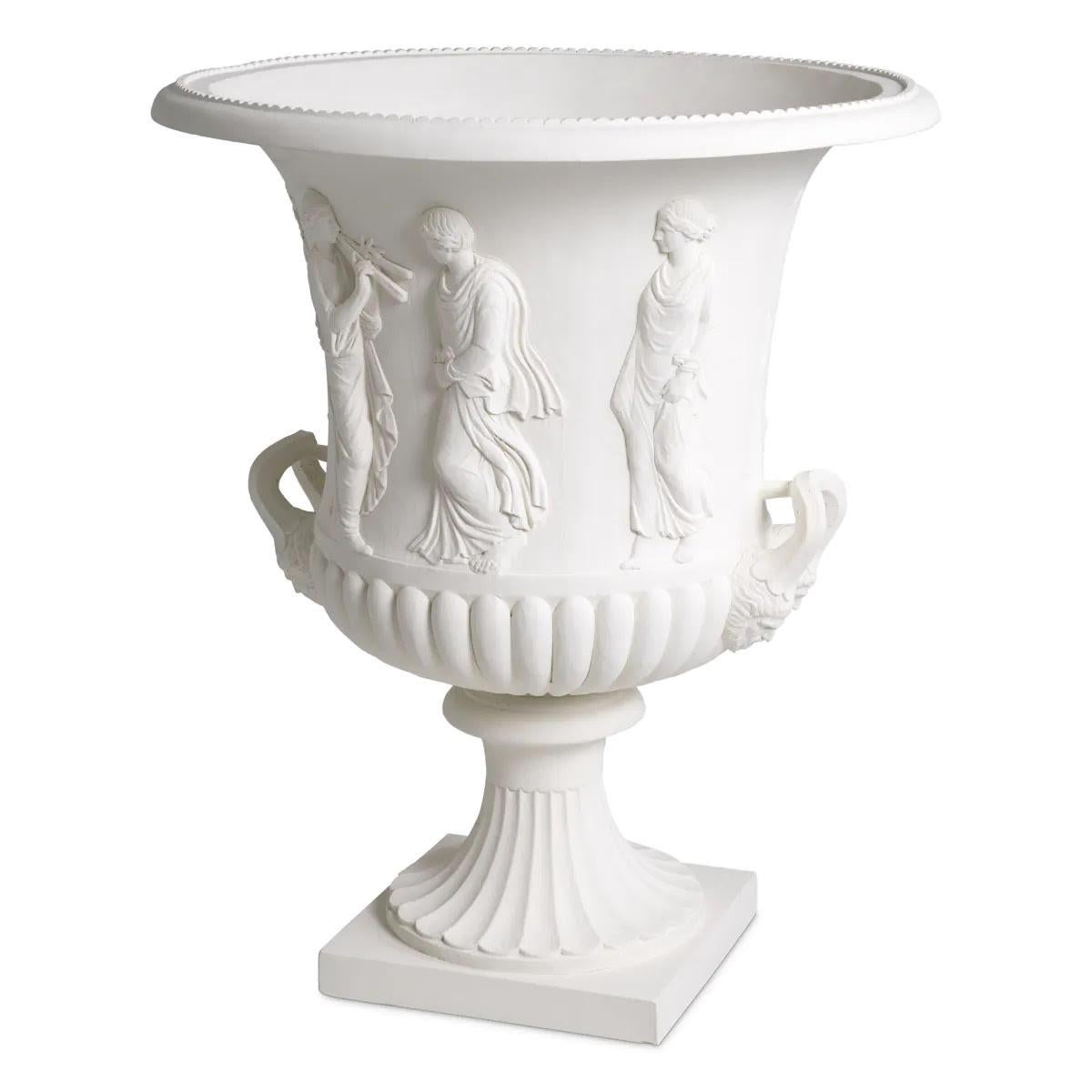 Modern Medici Vase in White Terracotta, in the Style of the Antique, 21st Century. For Sale