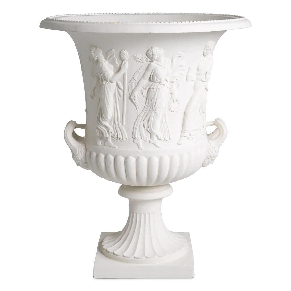 French Medici Vase in White Terracotta, in the Style of the Antique, 21st Century. For Sale