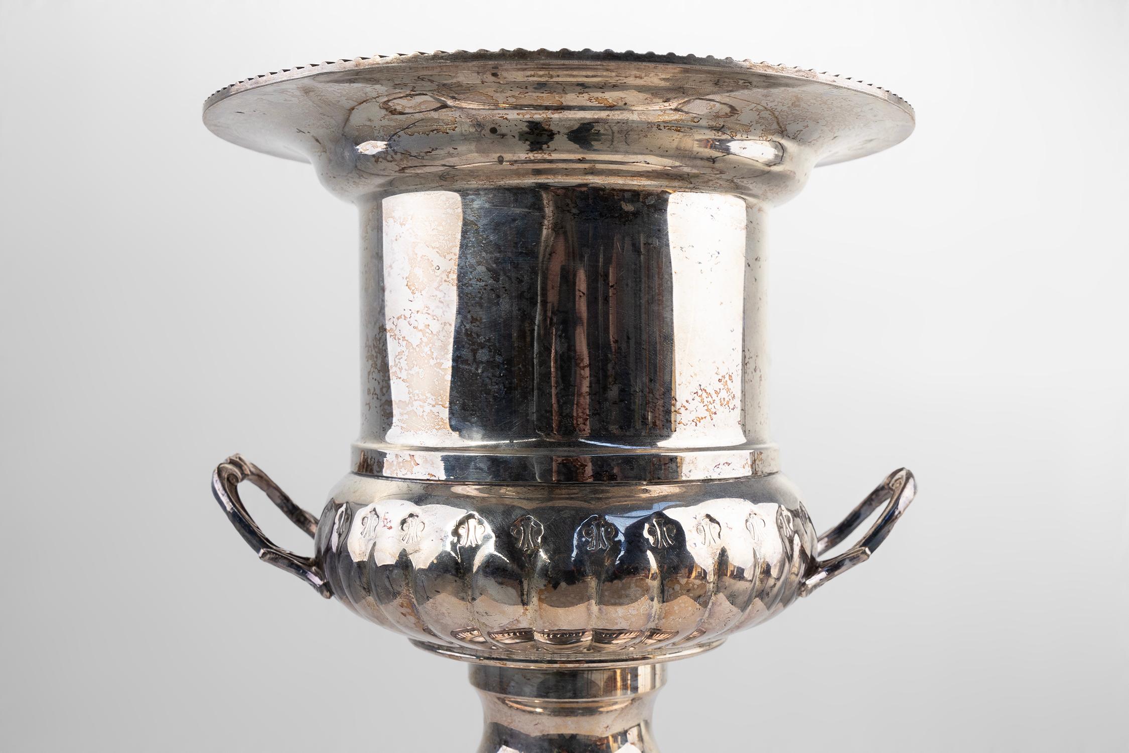 Mid-Century Modern Medicis vase shaped silver-plated champagne cooler, France ca. 1950