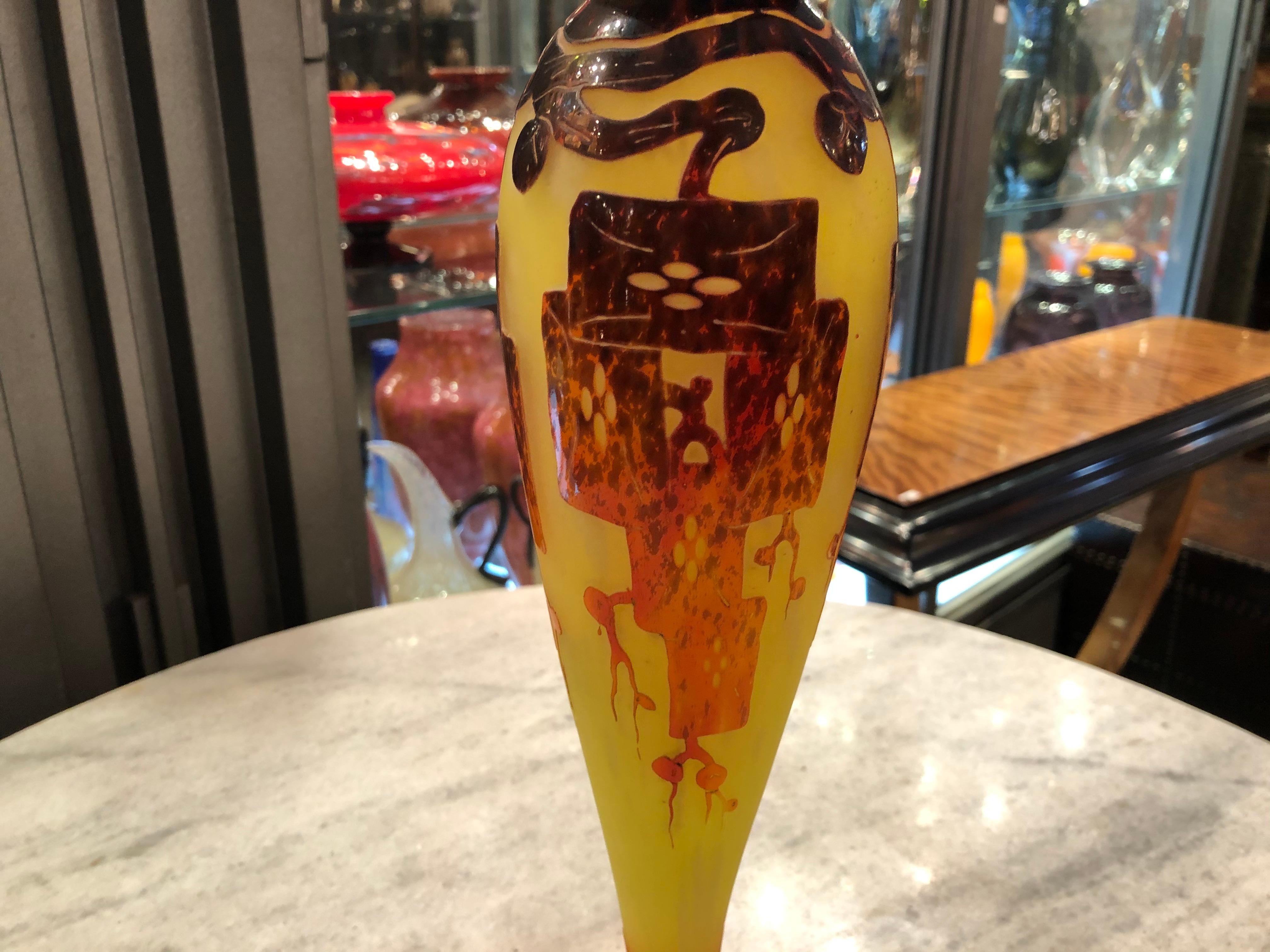 Vaso, Segno: Le Verre Francais ( Frênes), Stile: Art Nouveau, Liberty in vendita 4