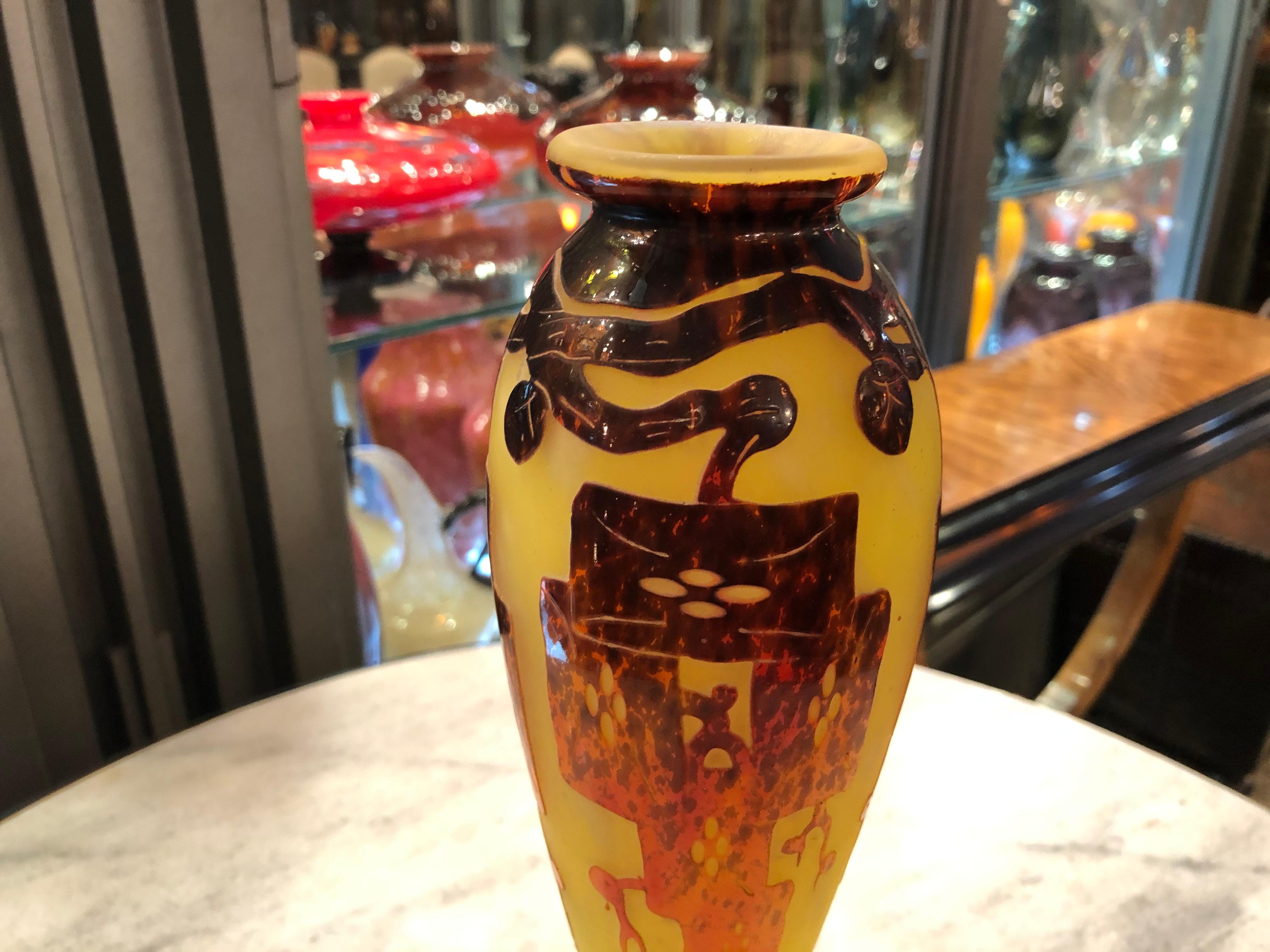 Vaso, Segno: Le Verre Francais ( Frênes), Stile: Art Nouveau, Liberty in vendita 5