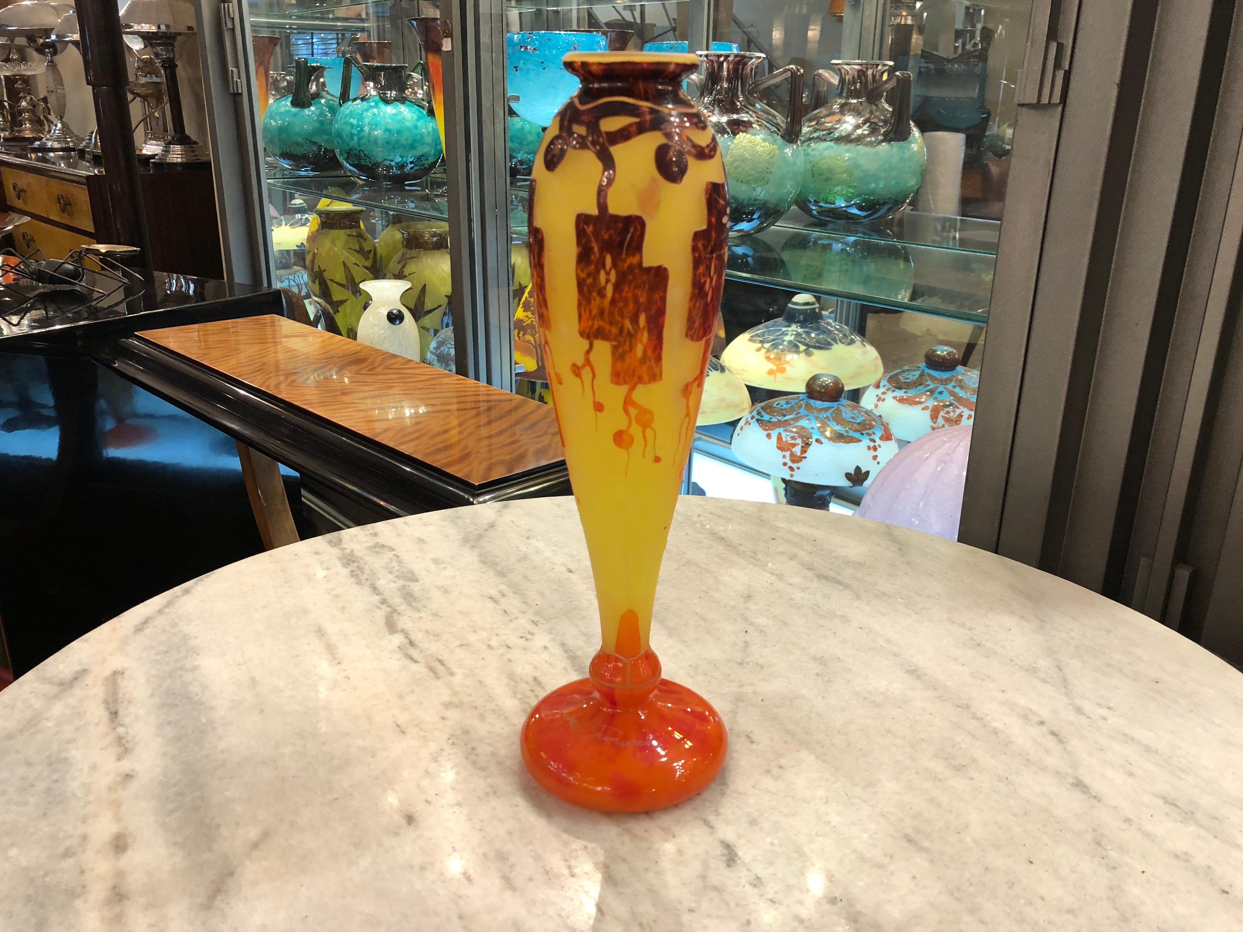 Vaso, Segno: Le Verre Francais ( Frênes), Stile: Art Nouveau, Liberty in vendita 6