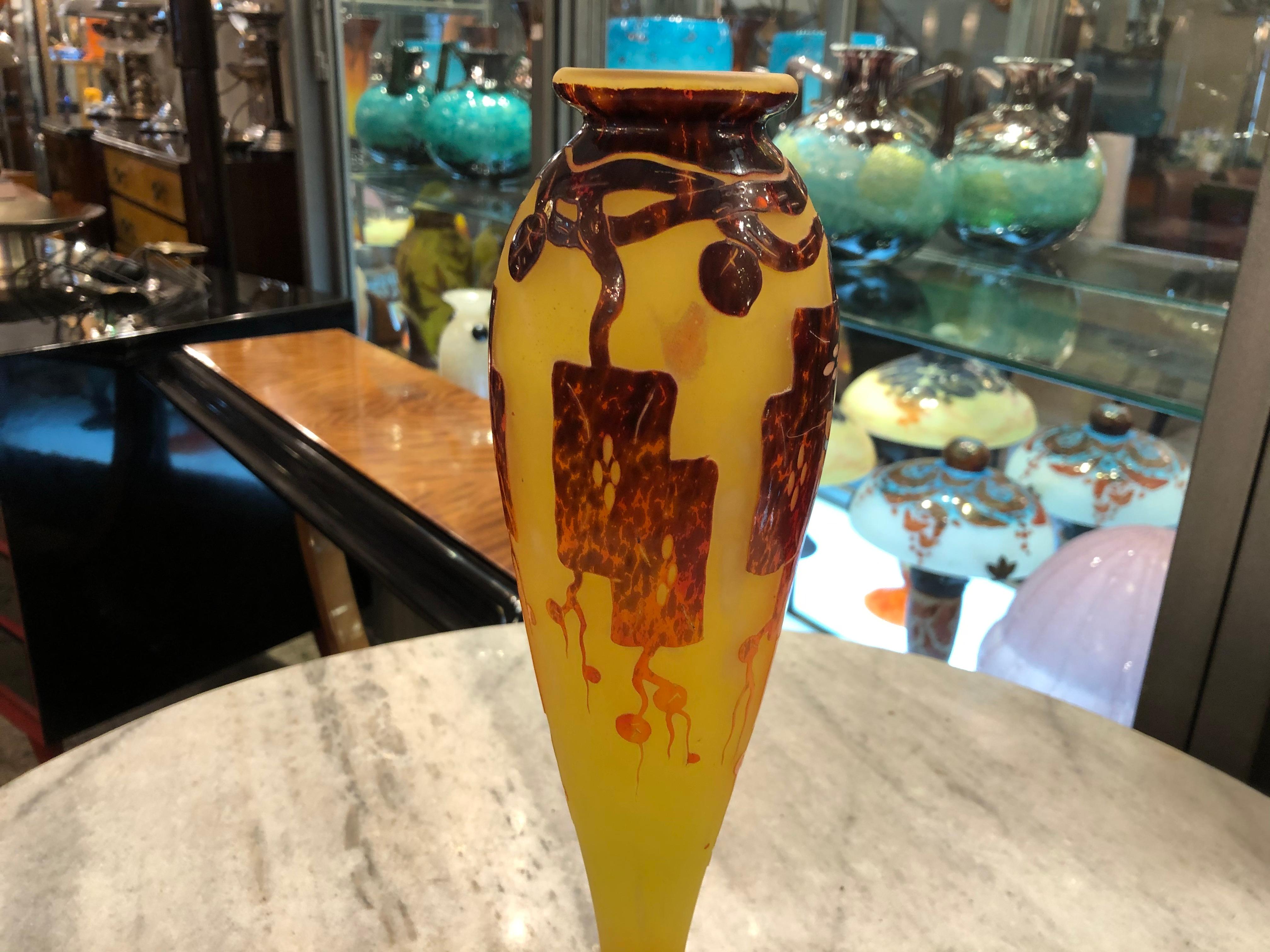 Vaso, Segno: Le Verre Francais ( Frênes), Stile: Art Nouveau, Liberty in vendita 7