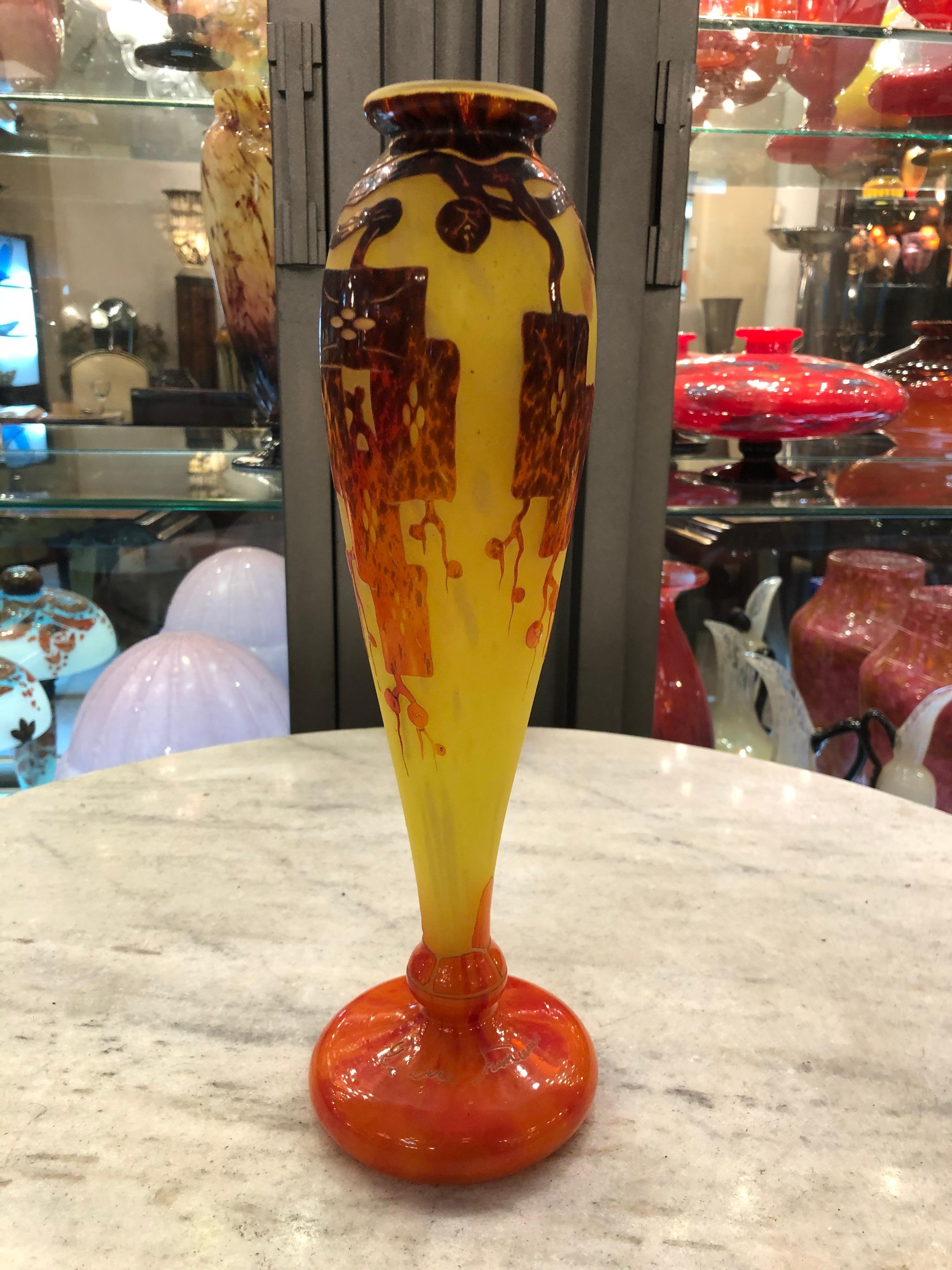 Vaso, Segno: Le Verre Francais ( Frênes), Stile: Art Nouveau, Liberty in vendita 2