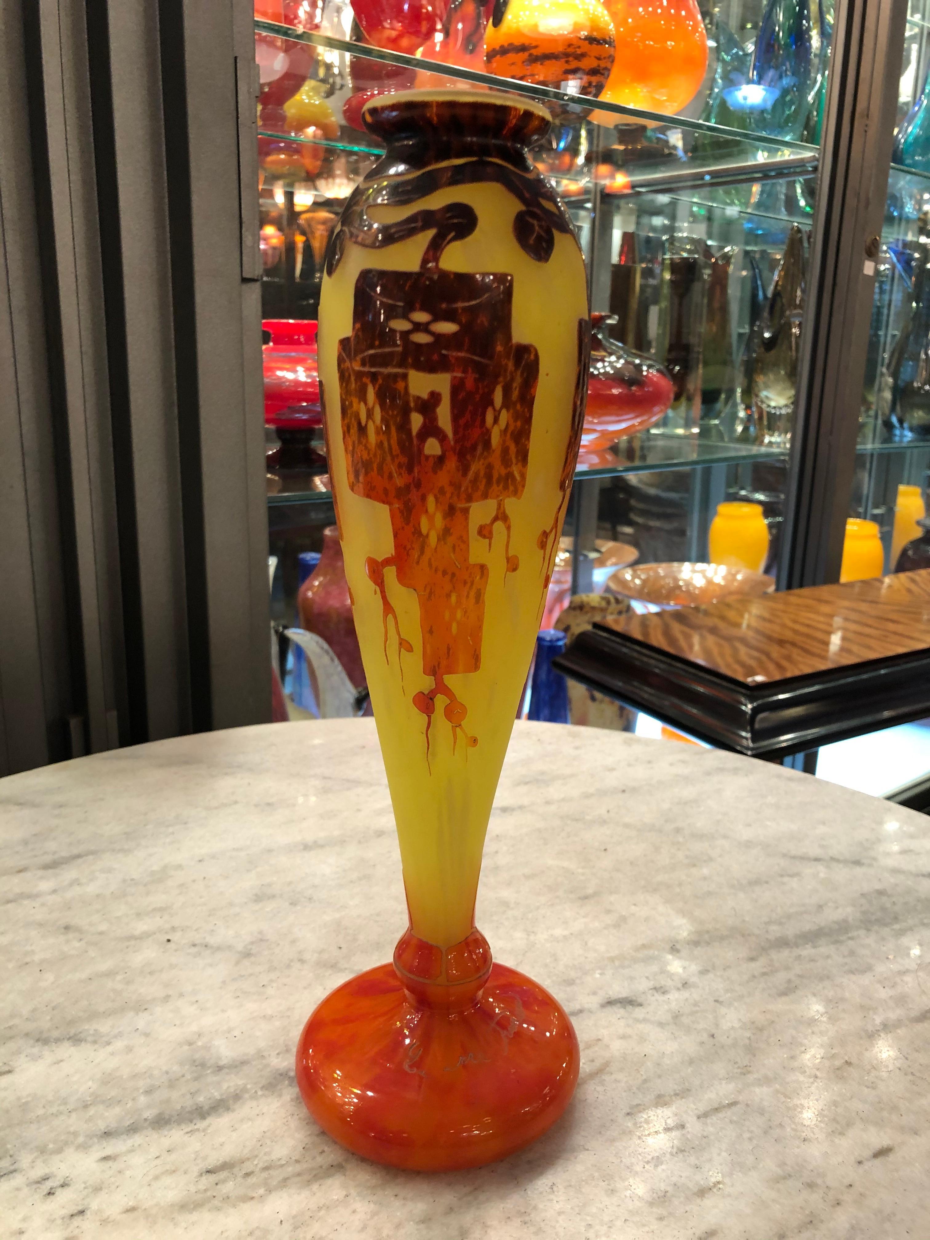 Vaso, Segno: Le Verre Francais ( Frênes), Stile: Art Nouveau, Liberty in vendita 3
