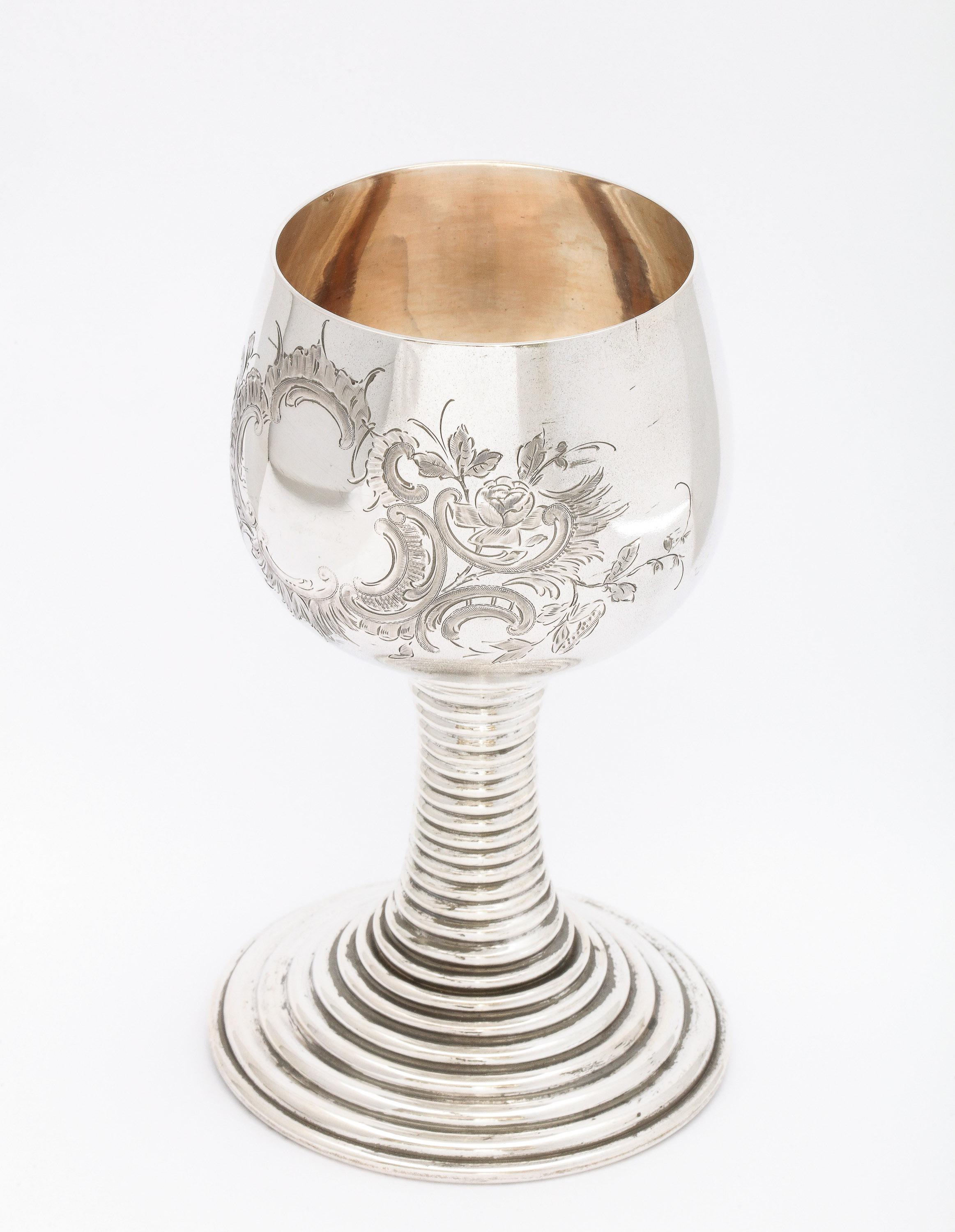 Medieval/15th Century-Style Continental Silver '.800' Roemer/ Rummer Goblet For Sale 4