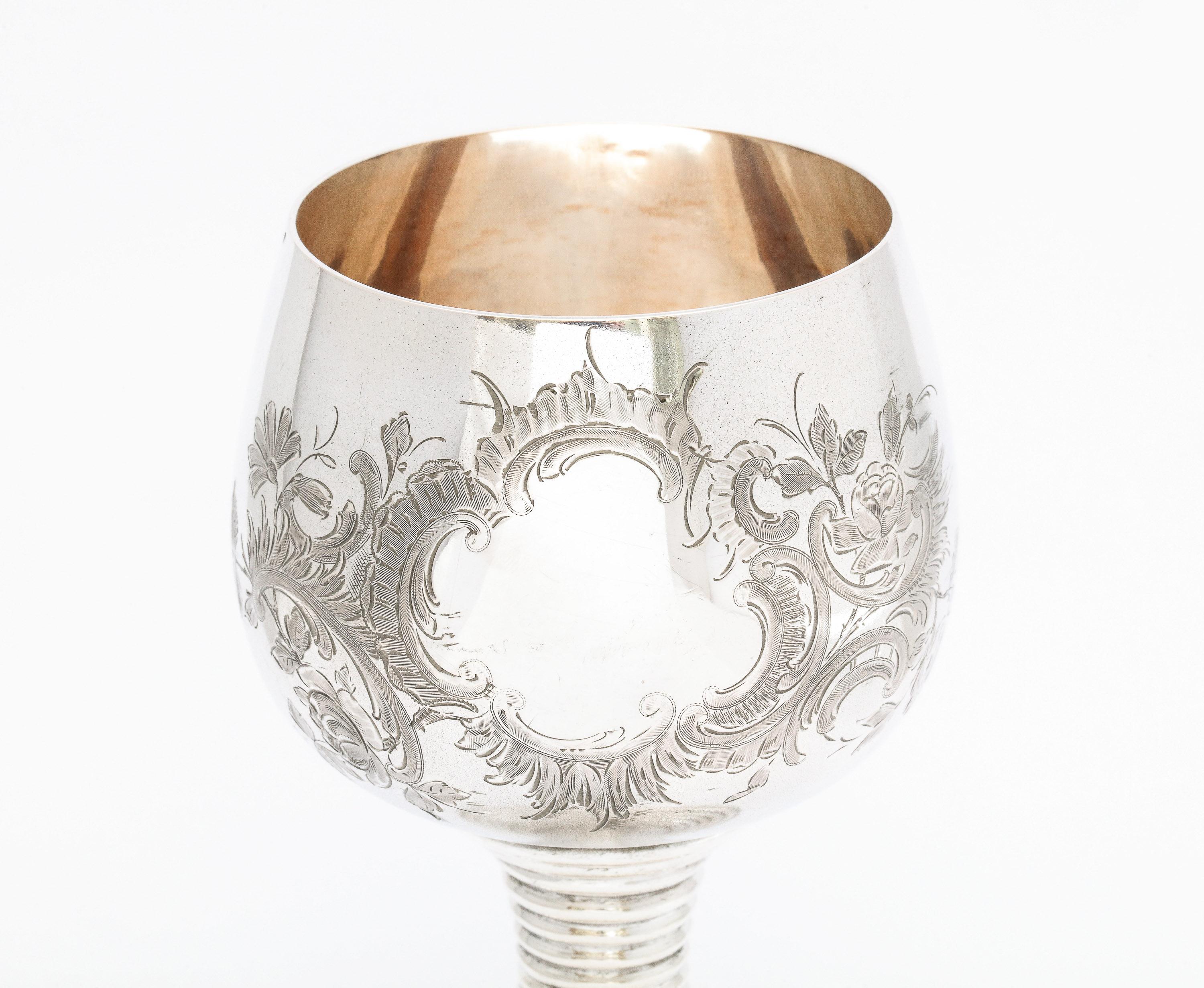 Medieval/15th Century-Style Continental Silver '.800' Roemer/ Rummer Goblet In Good Condition For Sale In New York, NY