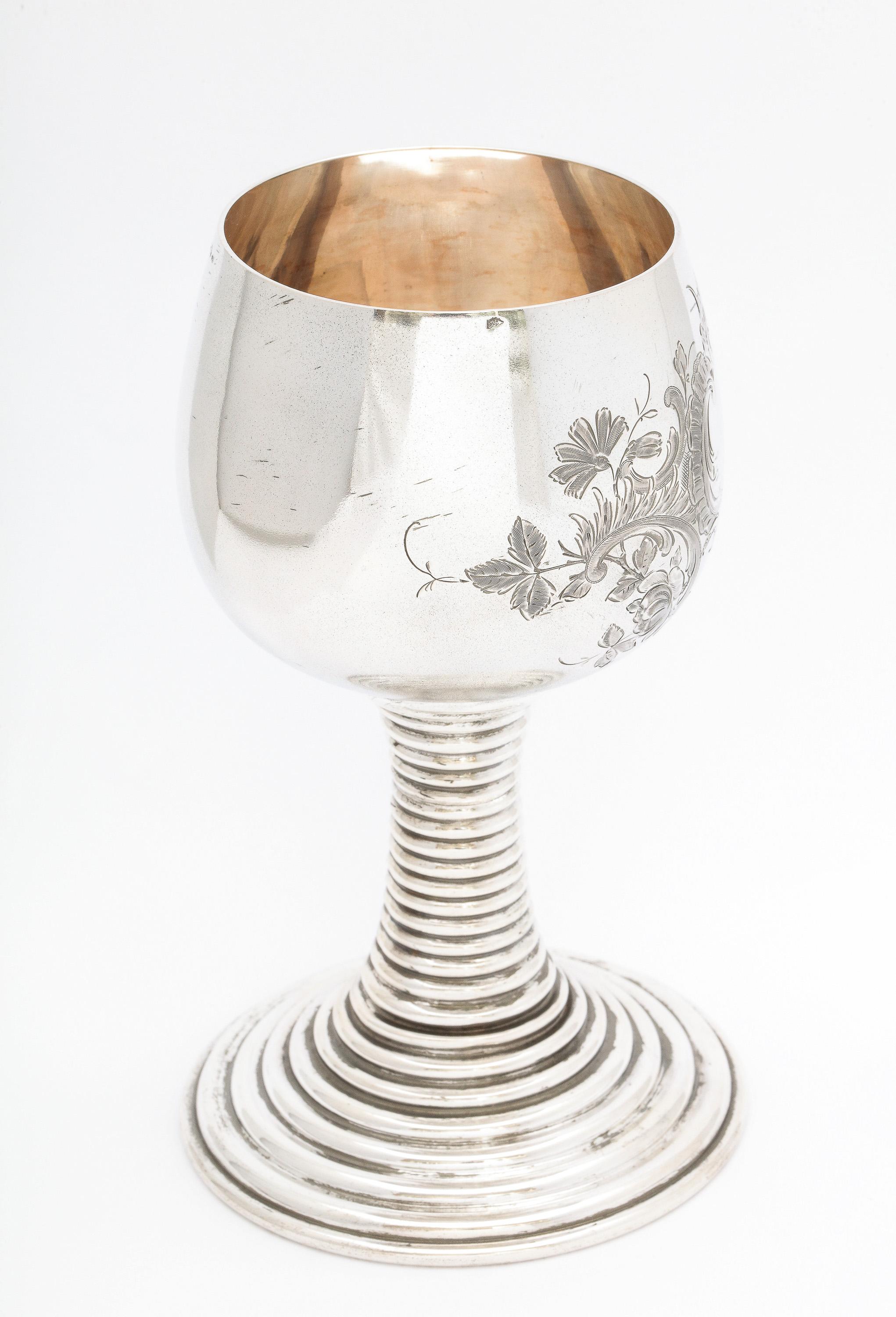 Sterling Silver Medieval/15th Century-Style Continental Silver '.800' Roemer/ Rummer Goblet For Sale