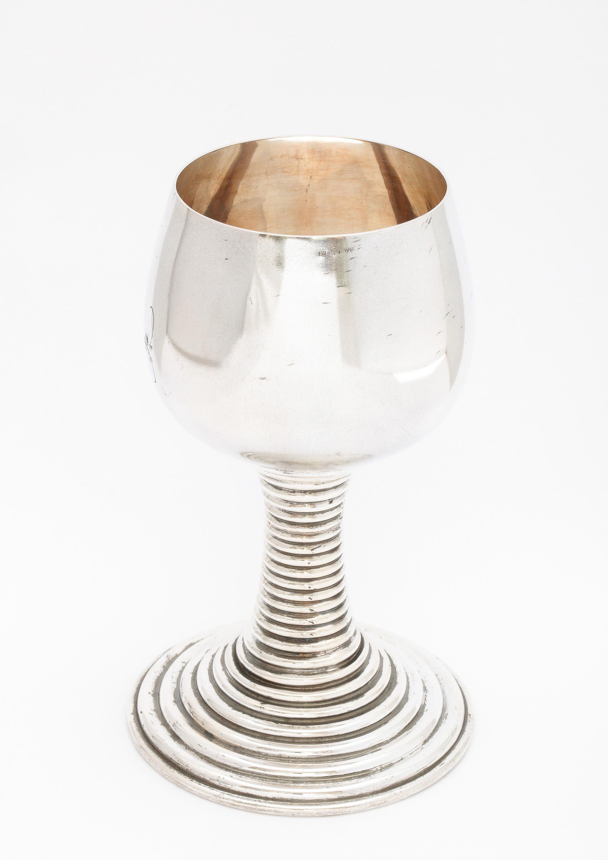 Medieval/15th Century-Style Continental Silver '.800' Roemer/ Rummer Goblet For Sale 1