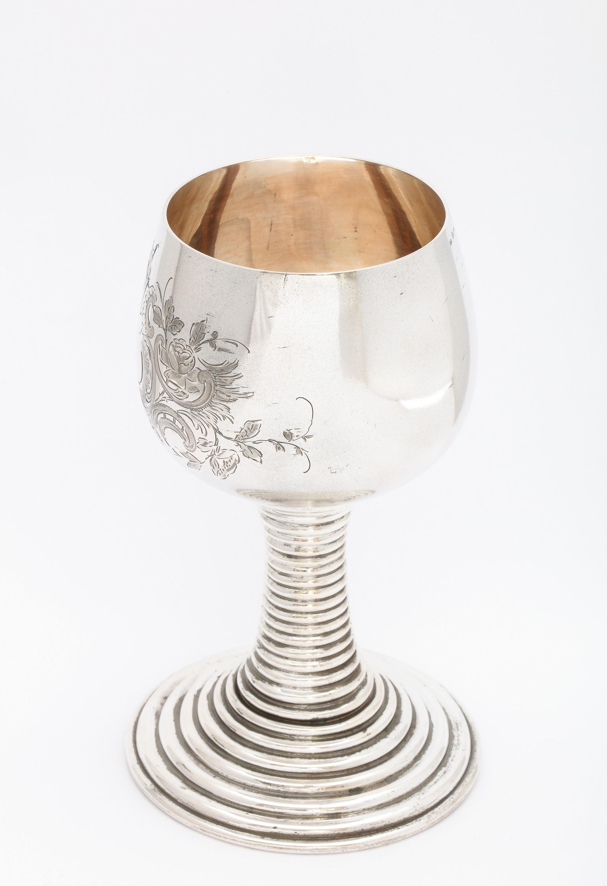 Medieval/15th Century-Style Continental Silver '.800' Roemer/ Rummer Goblet For Sale 3