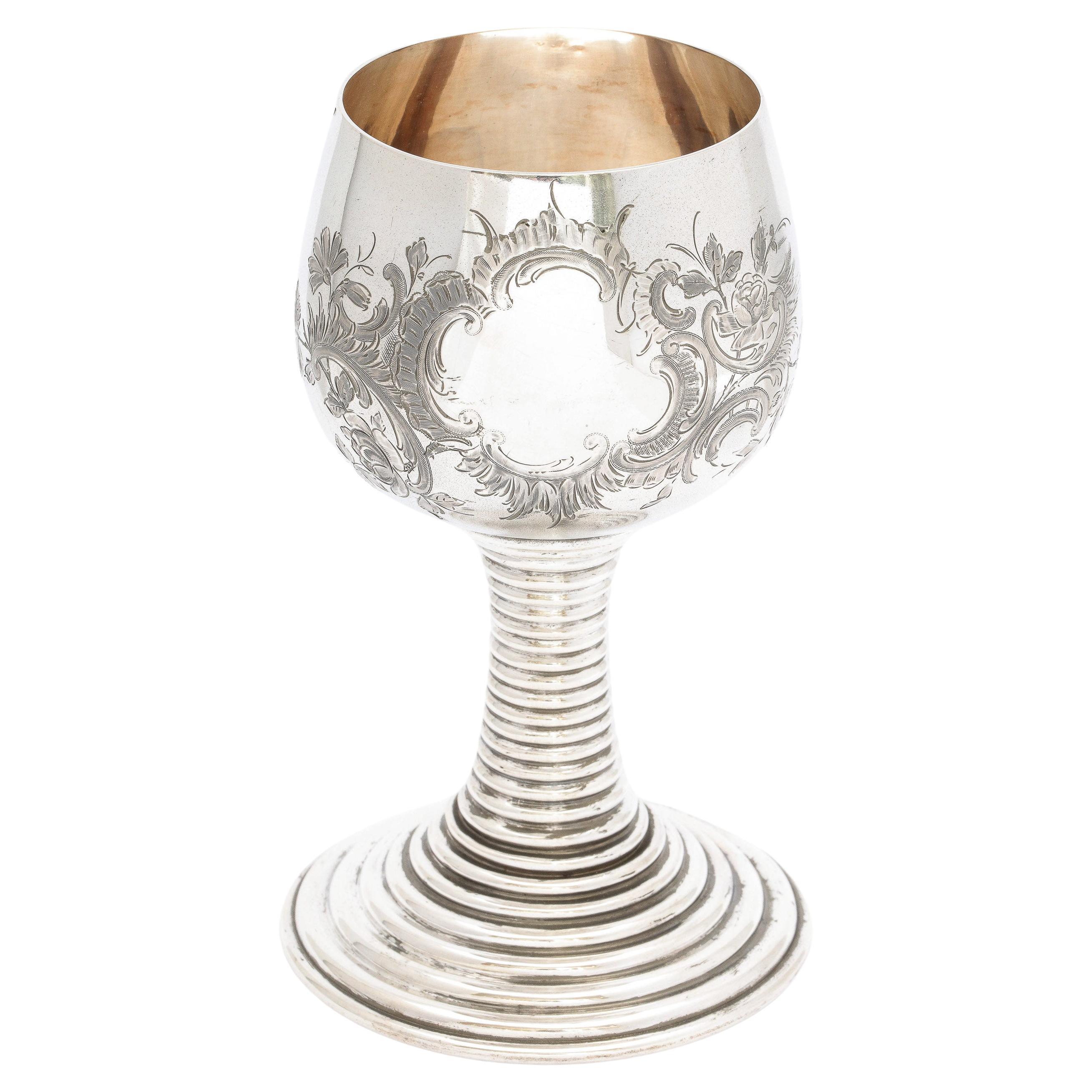 Medieval/15th Century-Style Continental Silver '.800' Roemer/ Rummer Goblet For Sale