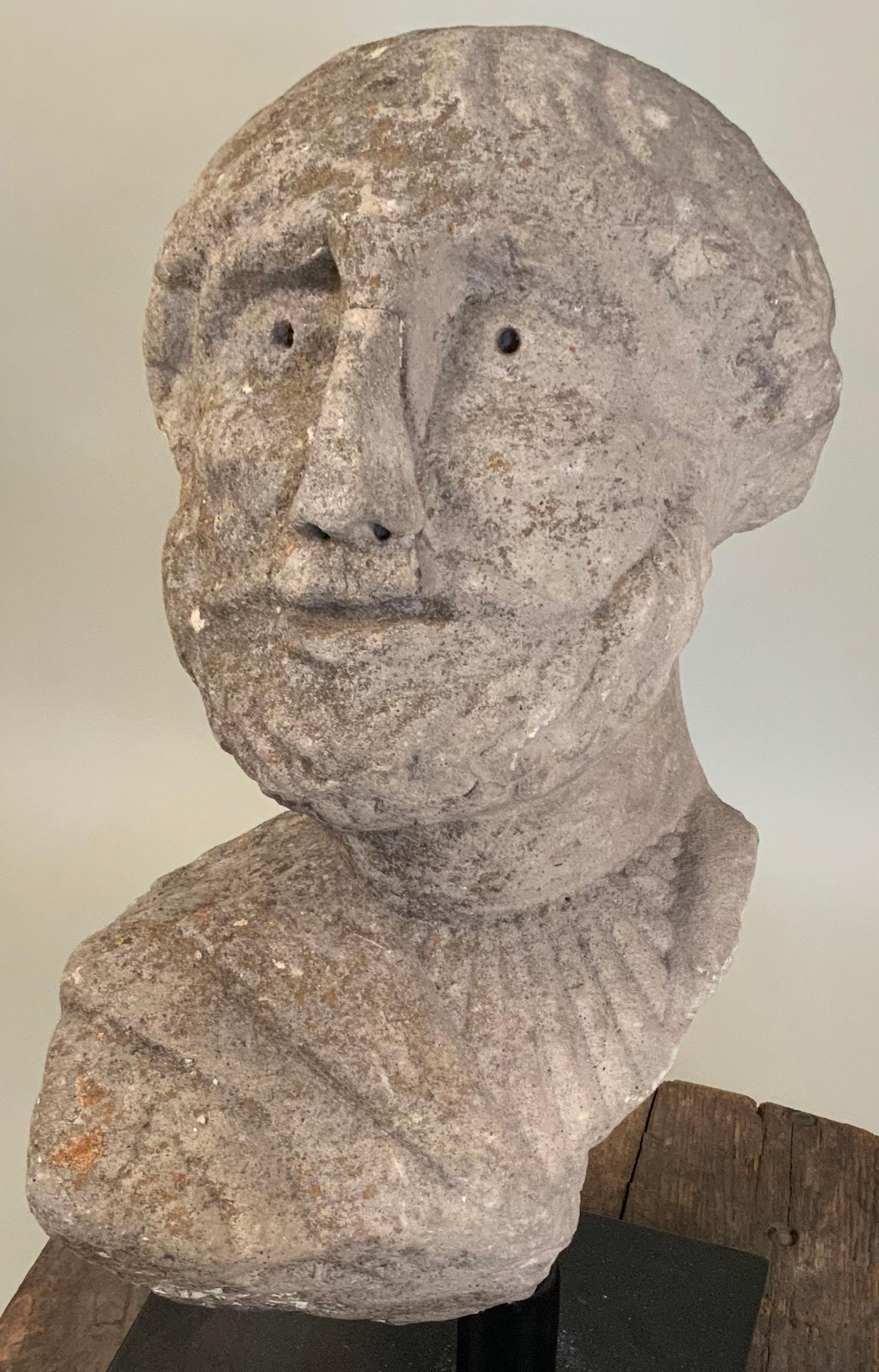 Medieval 16th Century Italian Carved Stone Bust In Good Condition For Sale In Hudson, NY