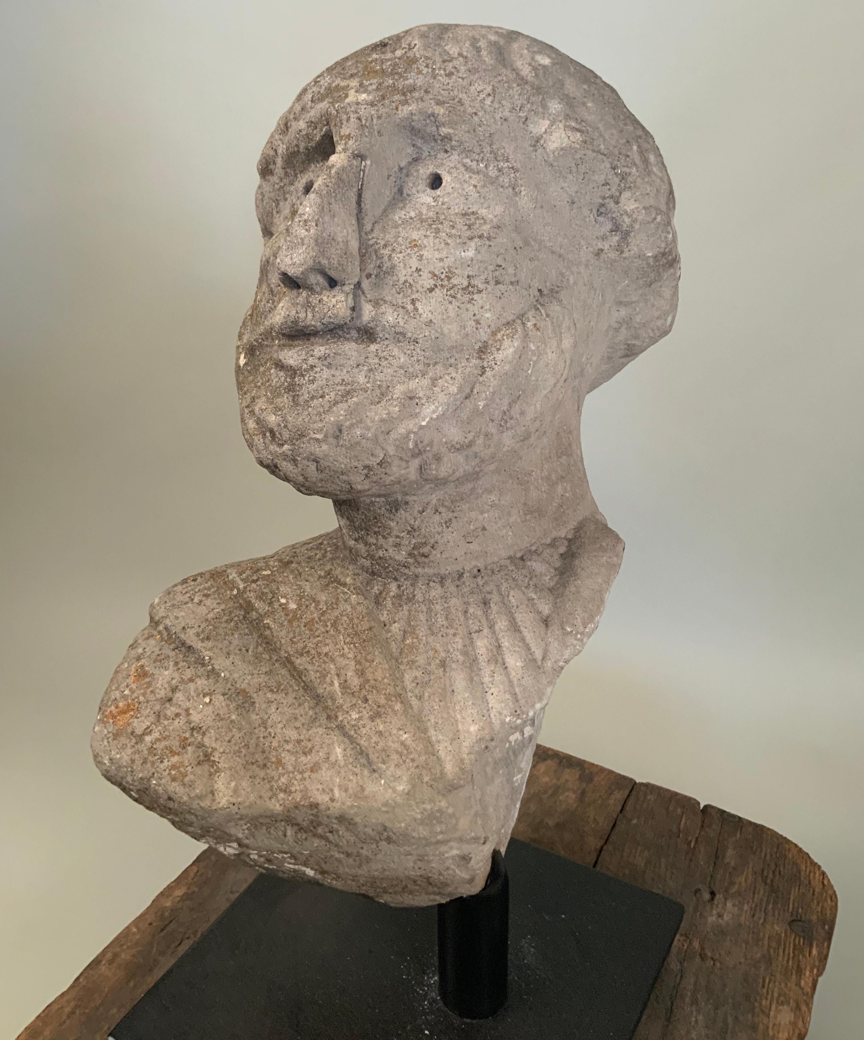 18th Century and Earlier Medieval 16th Century Italian Carved Stone Bust For Sale