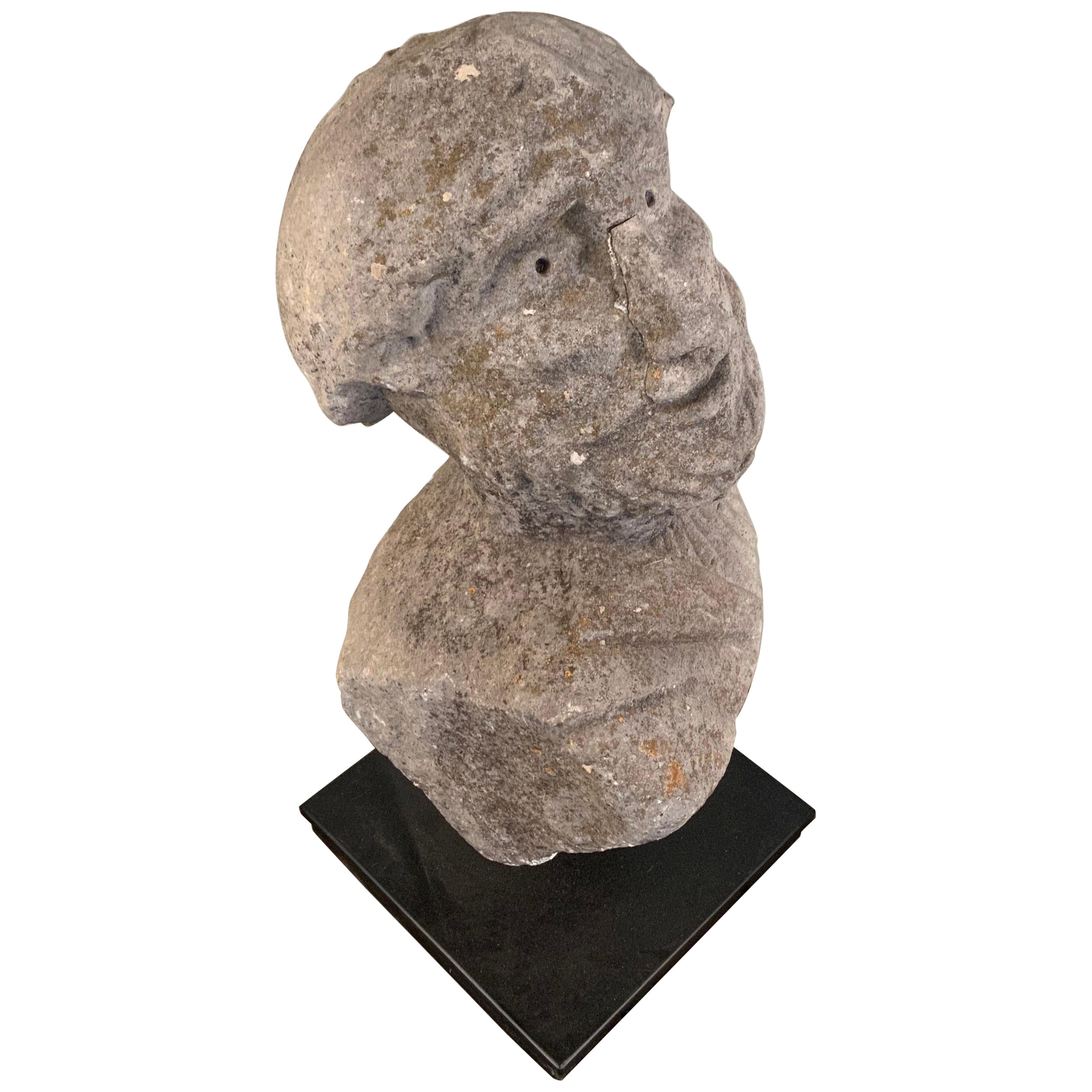 Medieval 16th Century Italian Carved Stone Bust For Sale