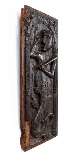 Medieval Aquatic Wildman or Merman Pagan Wood Carving