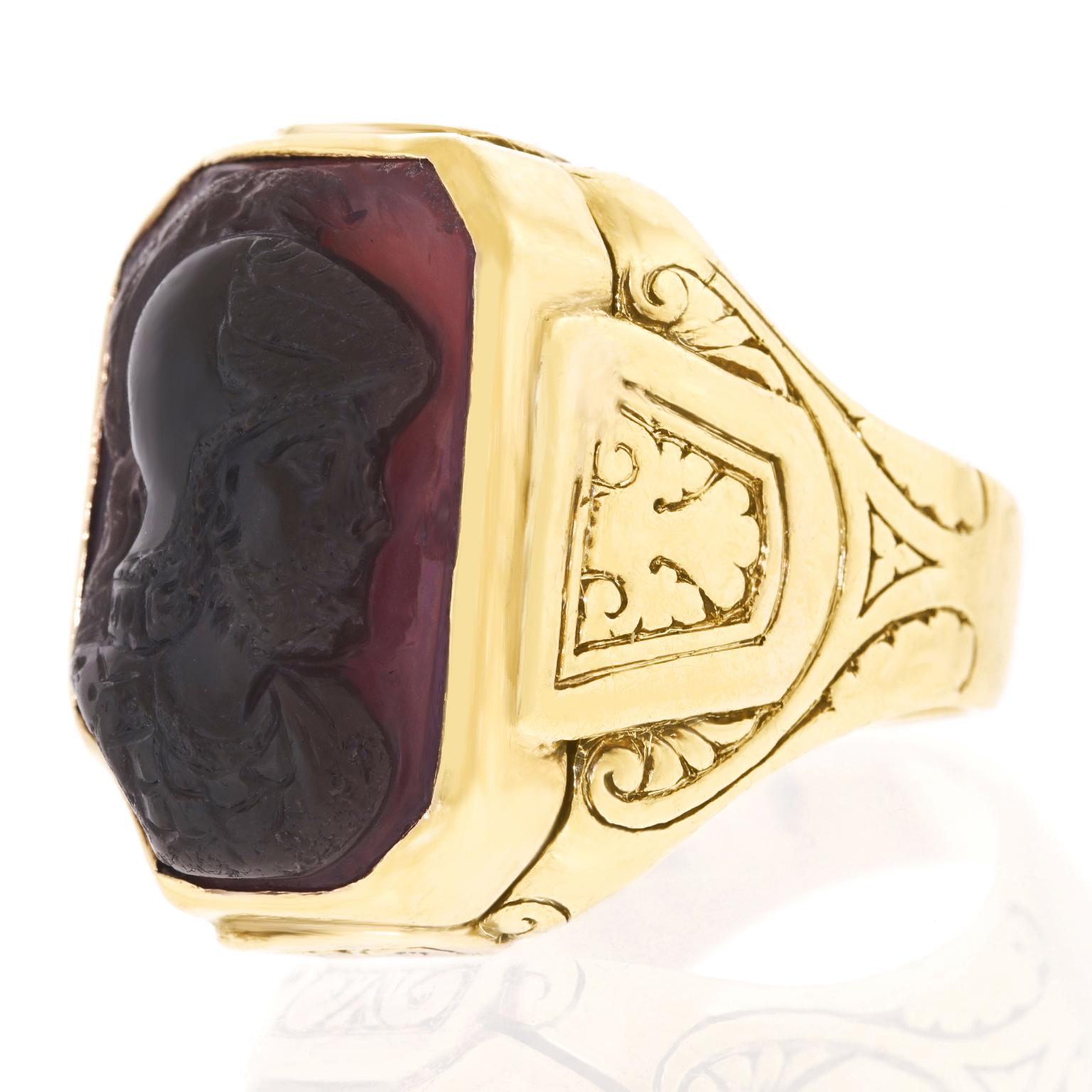 Medieval Carnelian Cameo-Set Georgian Ring In Good Condition In Litchfield, CT