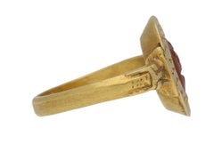 Medieval Carnelian Intaglio Gold Lion Ring