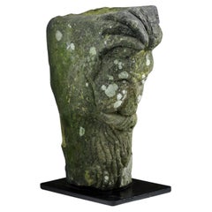Antique Medieval Carved Stone Head 