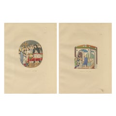 Rituali cattolici medievali - Funerale e Messa, litografie colorate a mano, 1860 Rituali cattolici medievali - Funerale e Messa, litografie colorate a mano, 1860