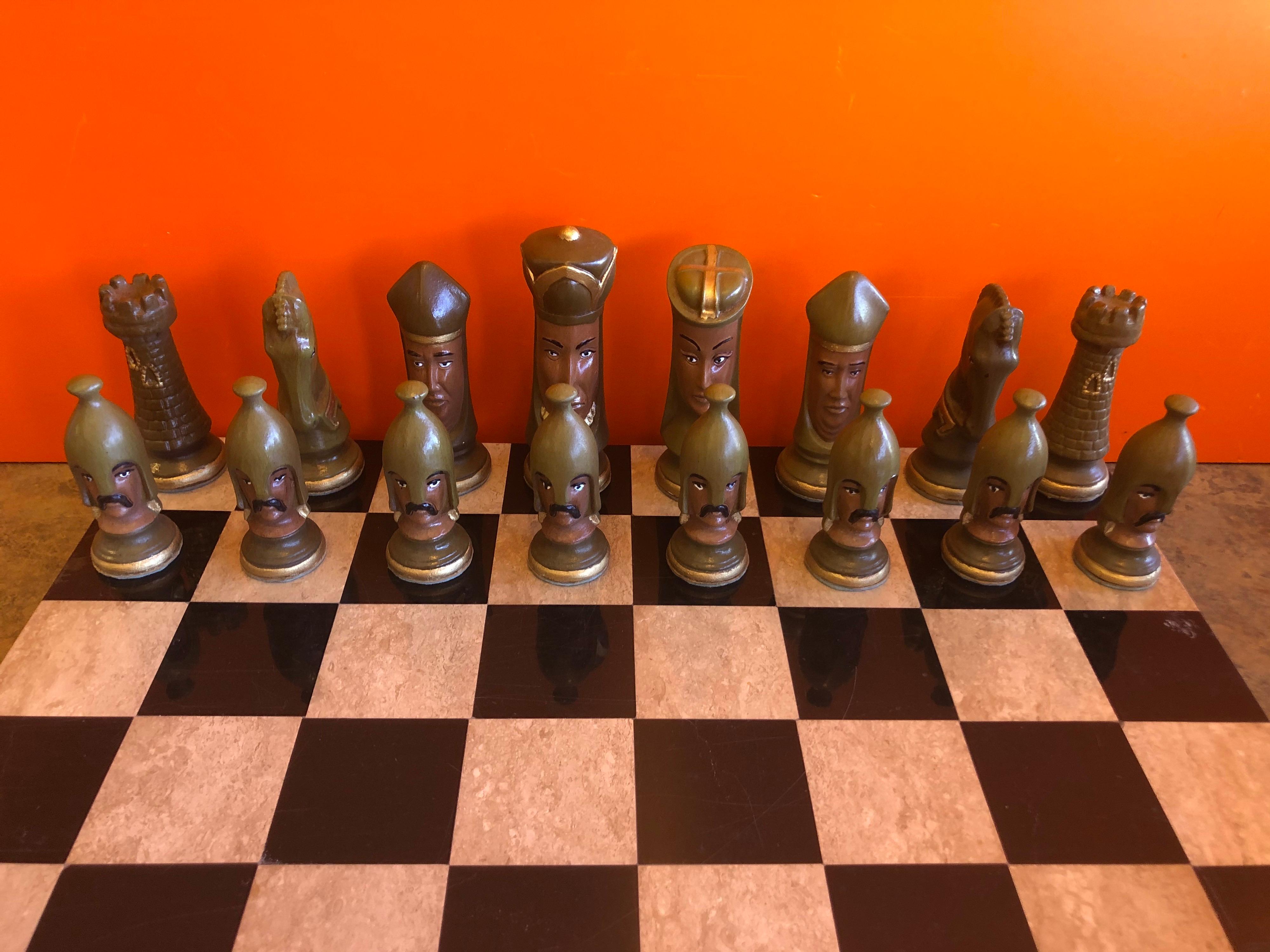 20th Century Medieval Chess Set by Duncan on Onyx Board
