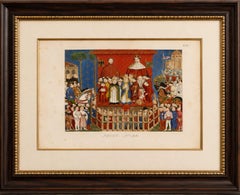 Medieval Coronation Ceremony, Hand-Colored Costume Plate by Paul Mercuri, 1845